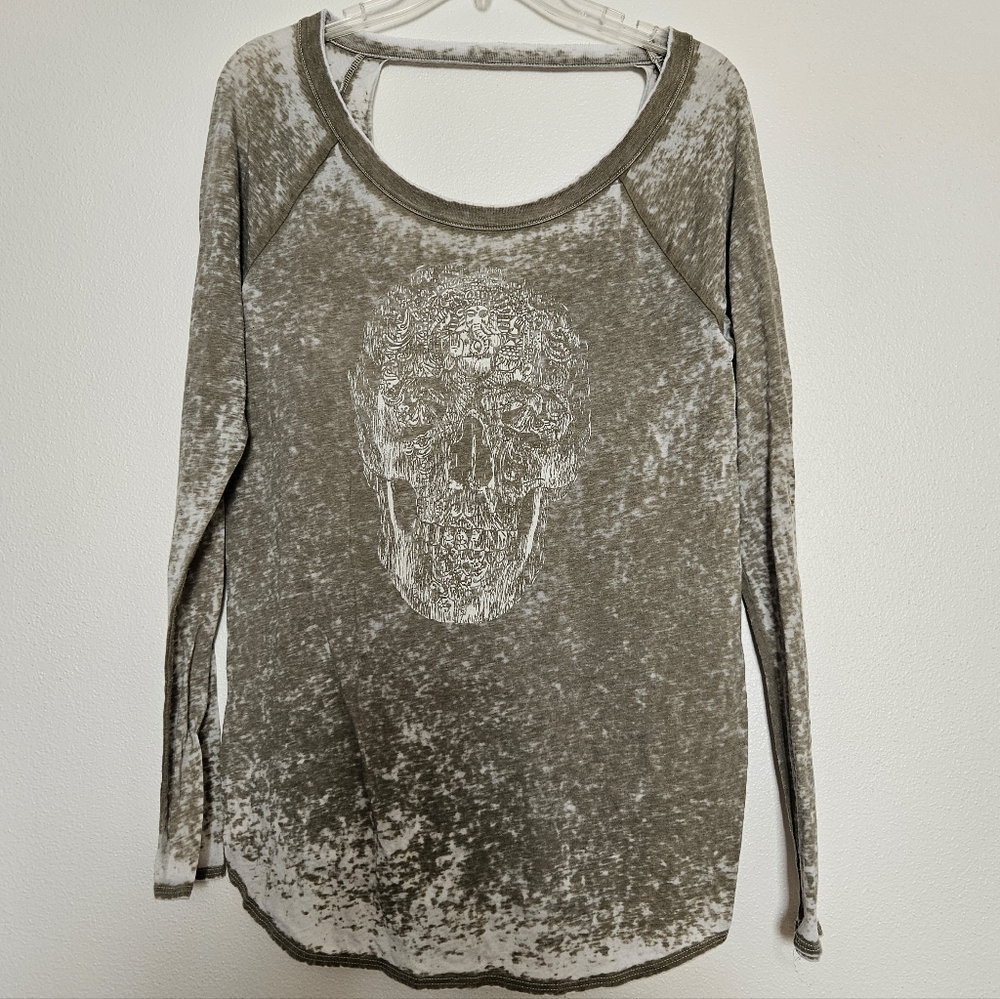 Chaser Ganesh Skull Cutout Burnout Long Sleeve Tee